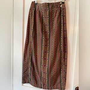 Made in the USA Vintage boho hippie cotton Ruff Hewn women’s  8 wrap Maxi  Skirt